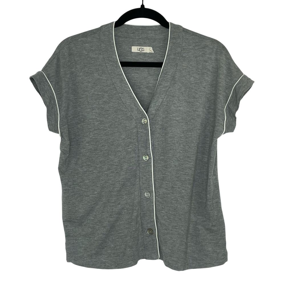 UGG gray pajama top mother of pearl buttons women's XS